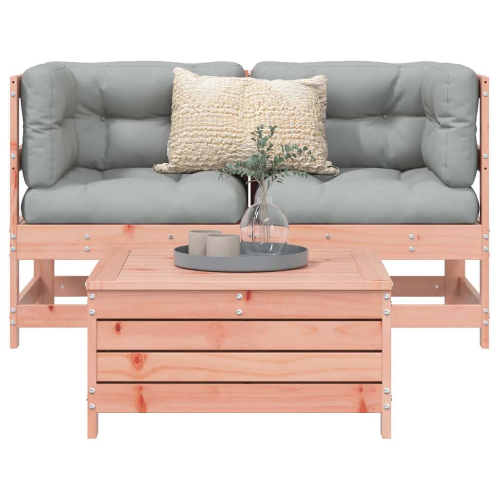 Garden sofa set, 3 pieces, solid Douglas fir wood