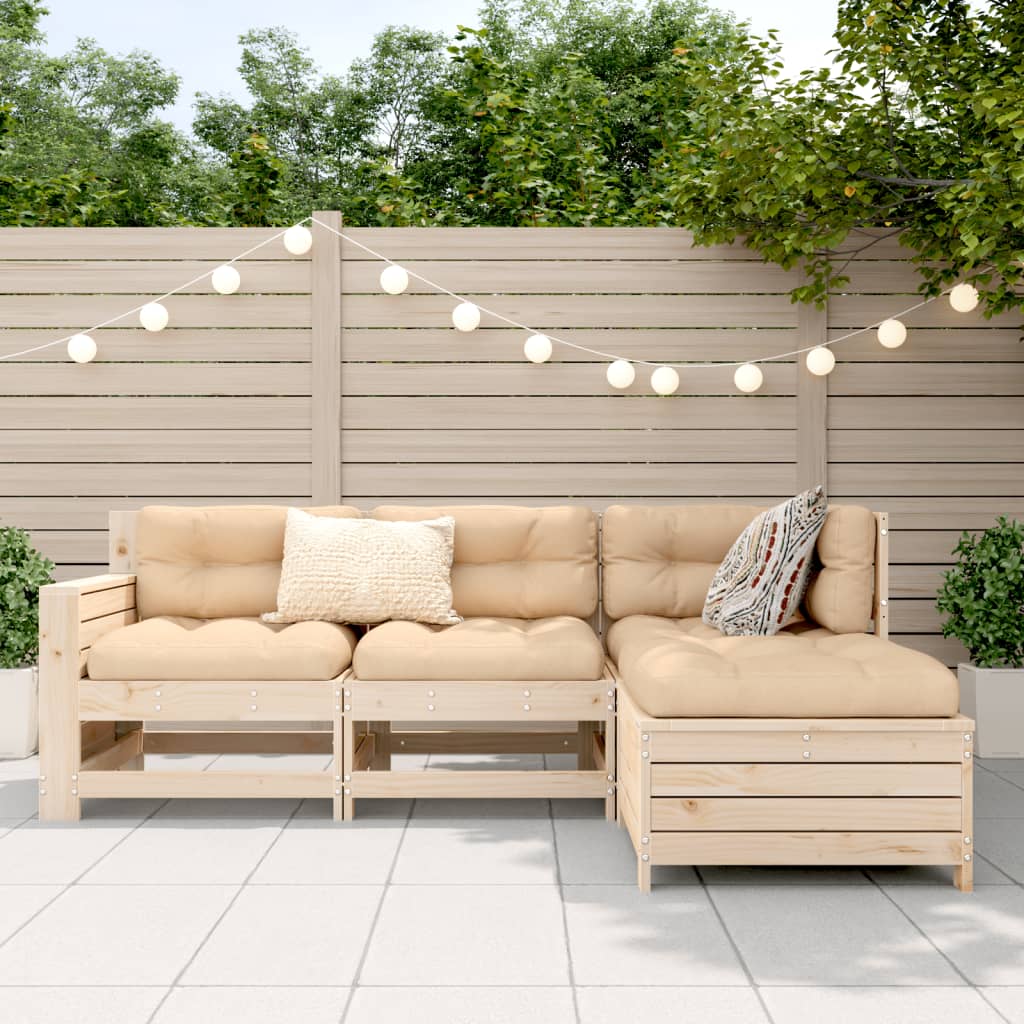 Garden sofa set, 4 pieces, solid pine wood