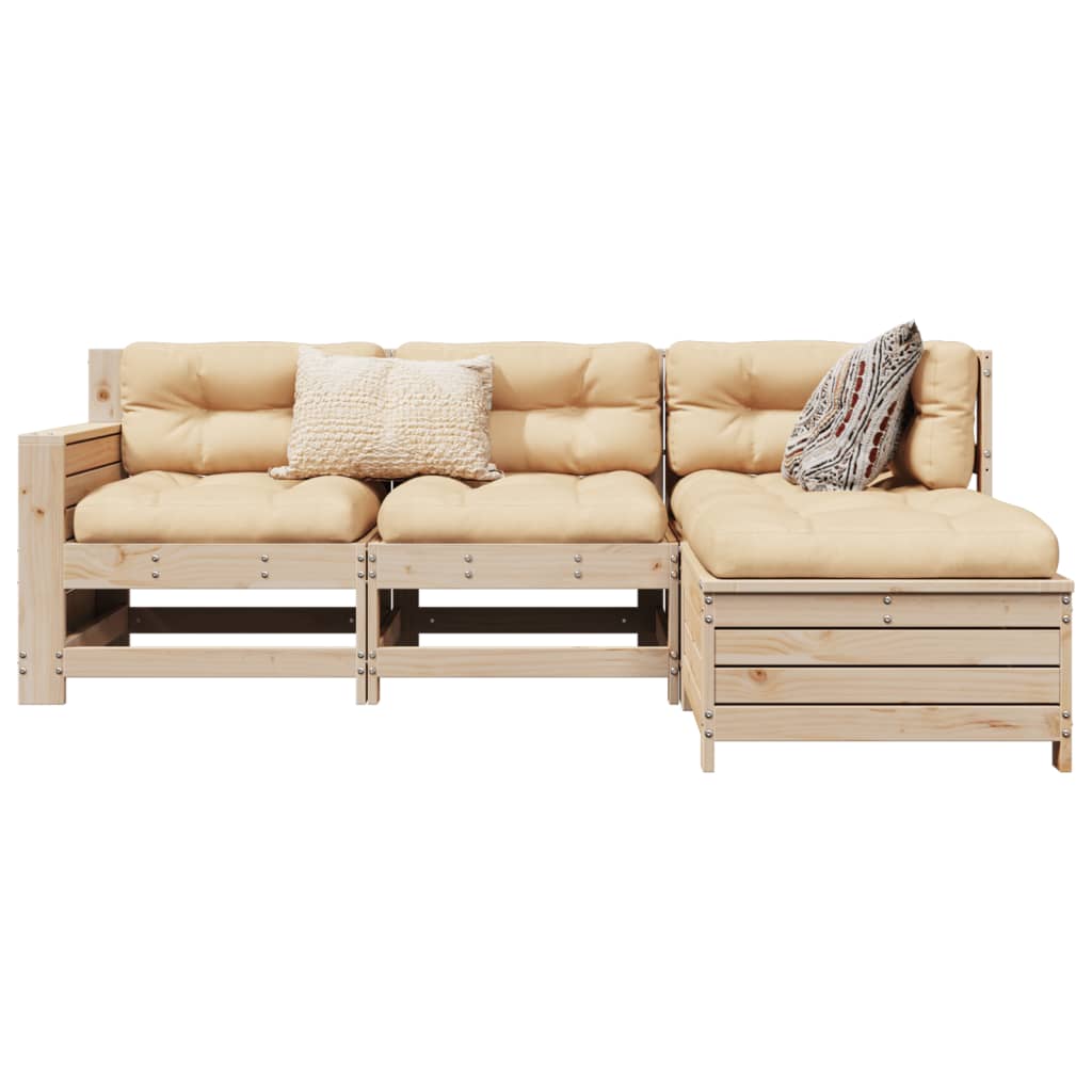 Garden sofa set, 4 pieces, solid pine wood