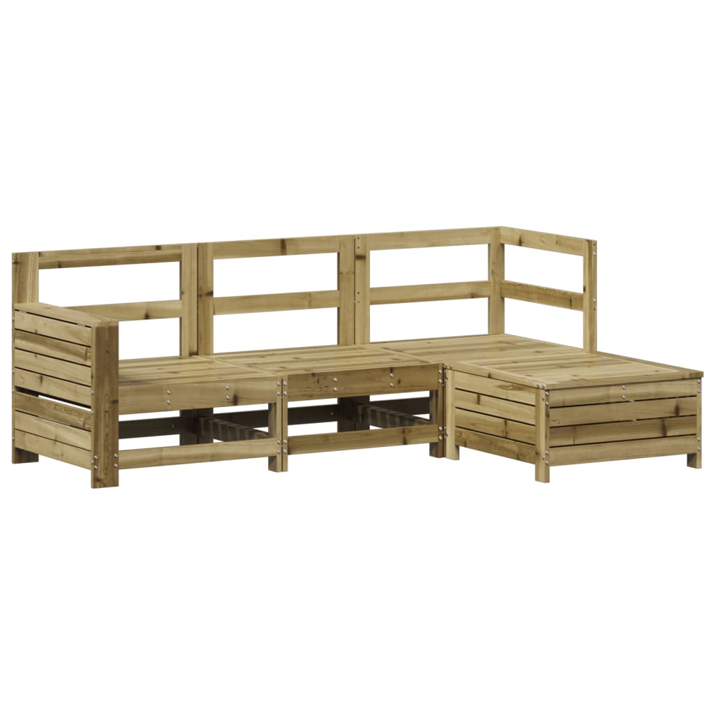 Garden sofa set, 4 pieces, treated pine wood