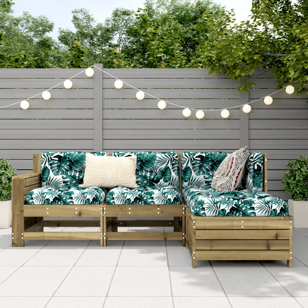 Garden sofa set, 4 pieces, treated pine wood