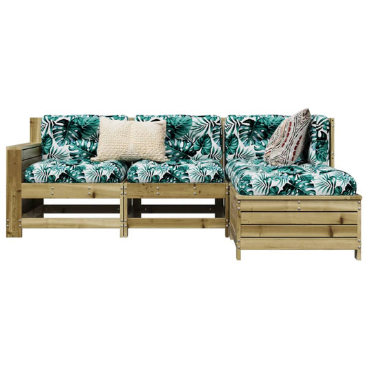 Garden sofa set, 4 pieces, treated pine wood