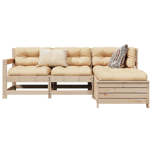 Garden sofa set, 4 pieces, solid pine wood