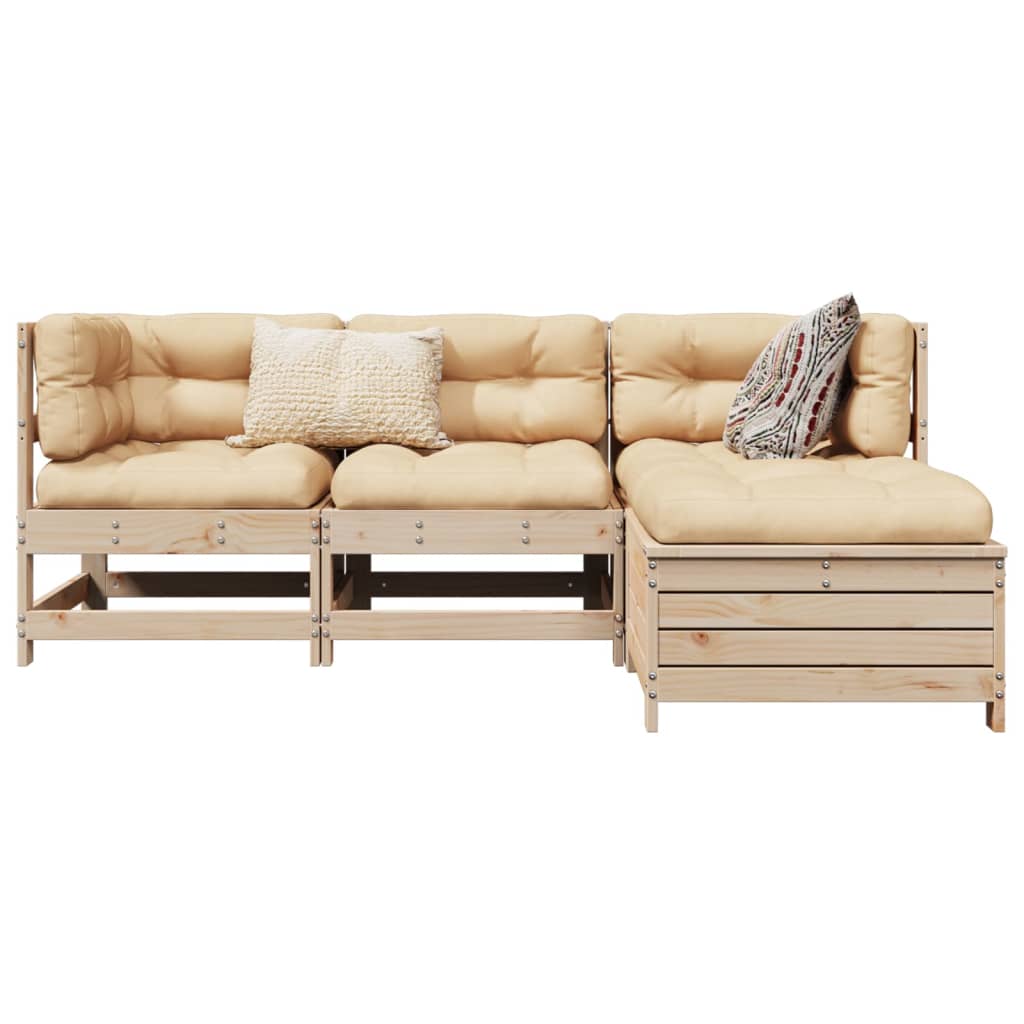 Garden sofa set, 4 pieces, solid pine wood