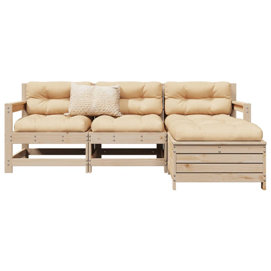 Garden sofa set, 4 pieces, solid pine wood