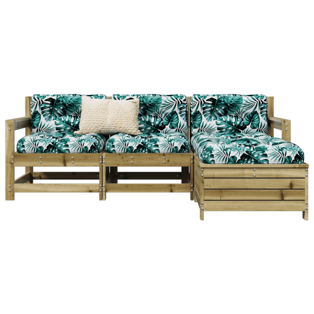 Garden sofa set, 4 pieces, treated pine wood