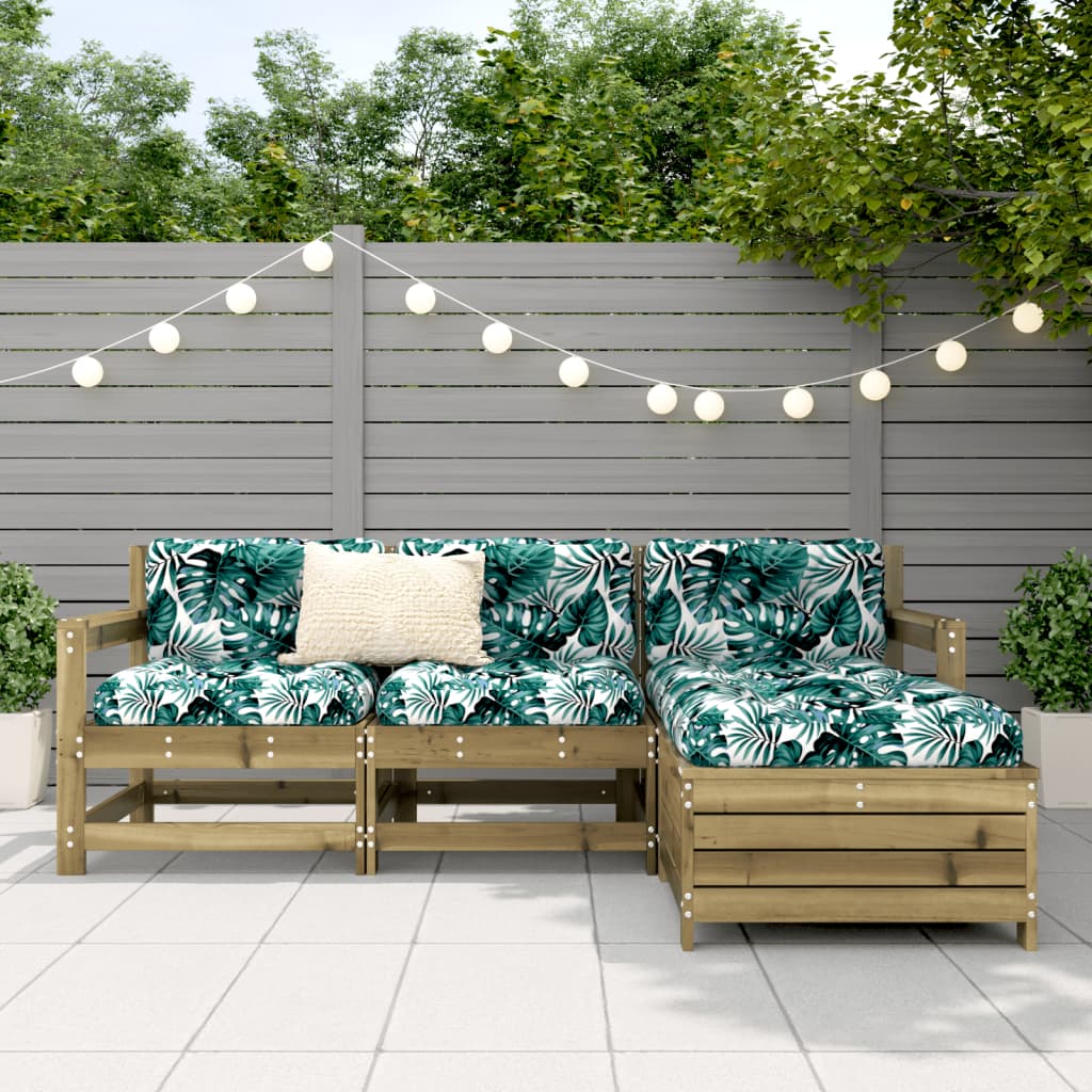 Garden sofa set, 4 pieces, treated pine wood