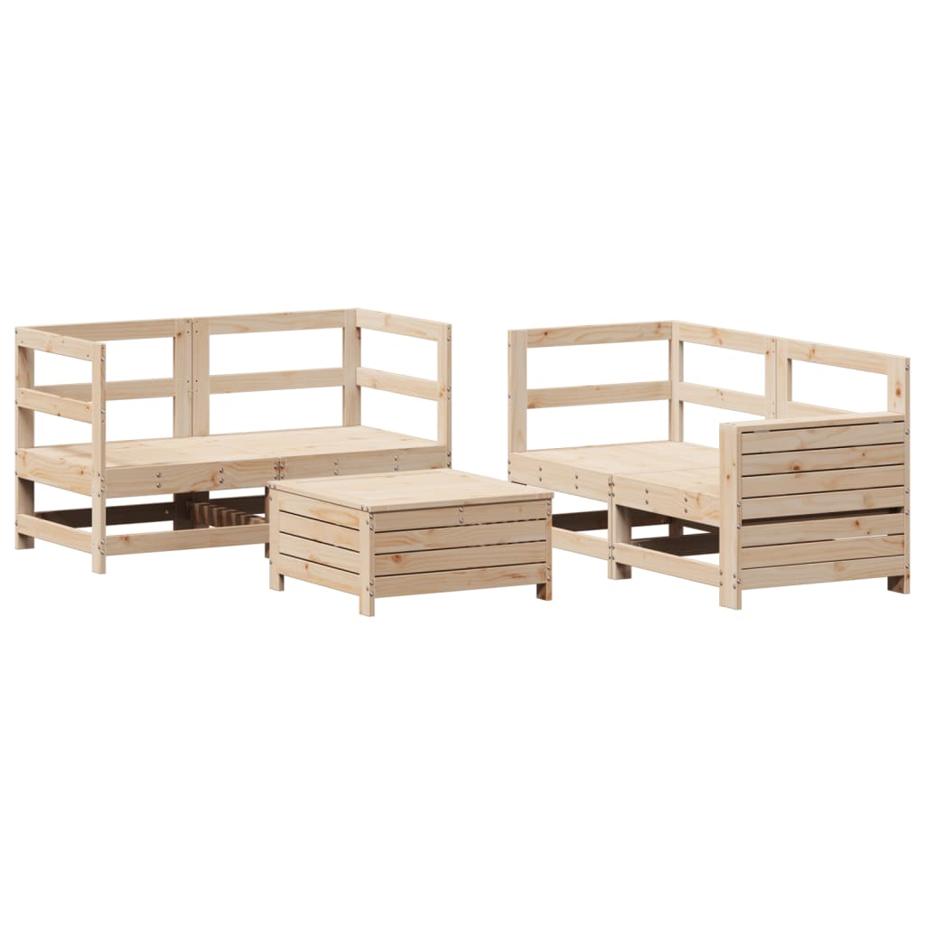 Garden sofa set, 5 pieces, solid pine wood