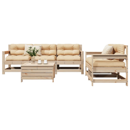 Garden sofa set, 6 pieces, solid pine wood