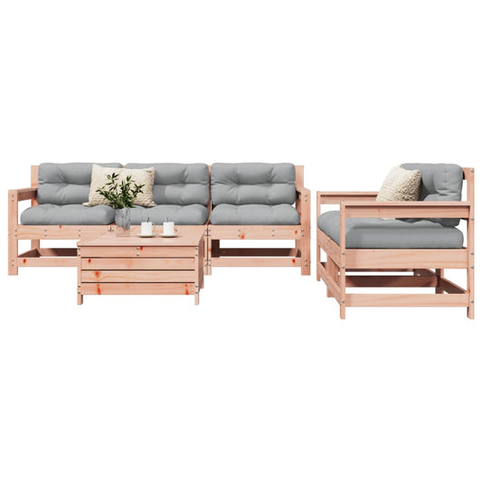 Garden sofa set, 6 pieces, solid Douglas fir wood