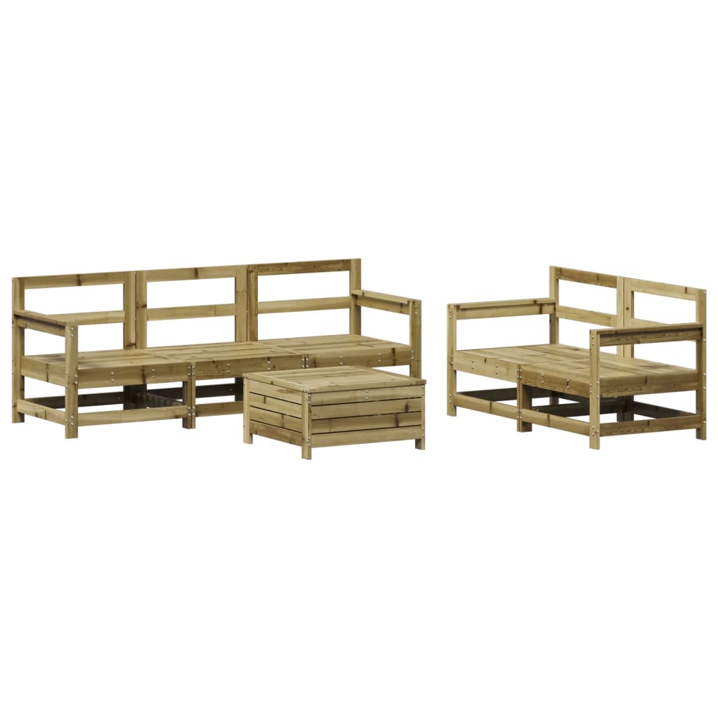 Garden sofa set, 6 pieces, treated pine wood