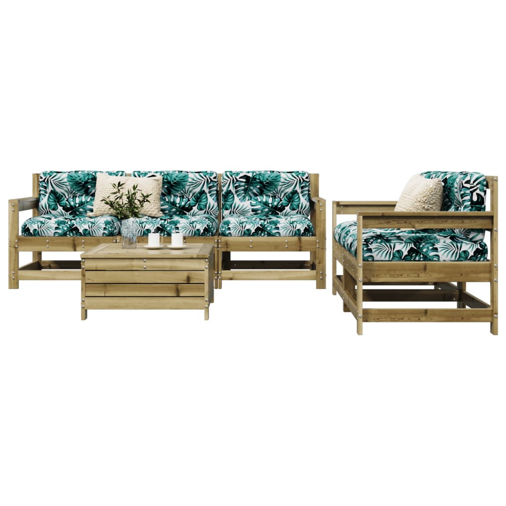 Garden sofa set, 6 pieces, treated pine wood