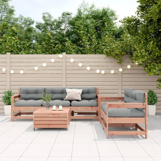 Garden furniture set with cushions, 6 pieces, solid Douglas wood