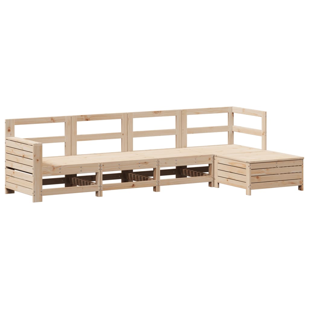 Garden sofa set, 5 pieces, solid pine wood