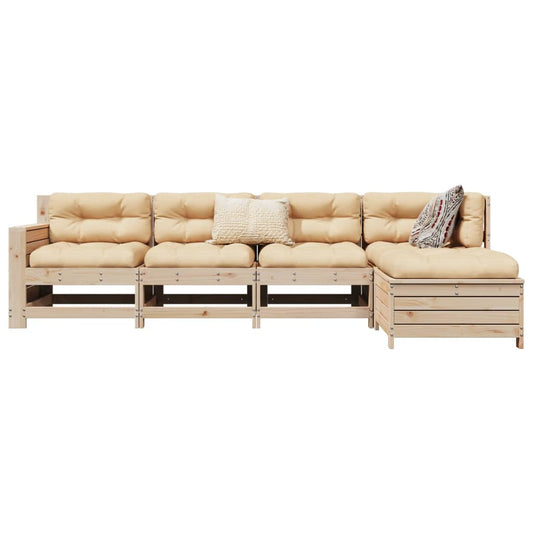 Garden sofa set, 5 pieces, solid pine wood