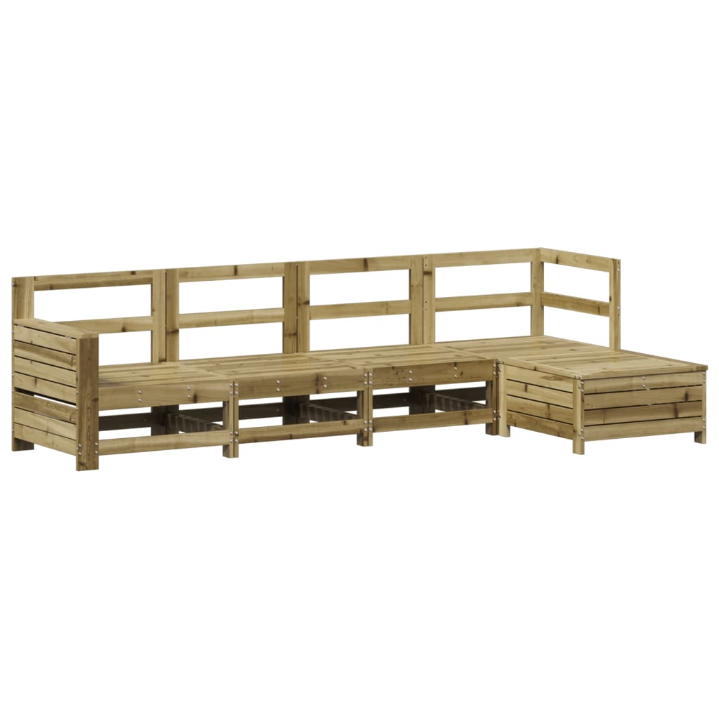 Garden sofa set, 5 pieces, treated pine wood