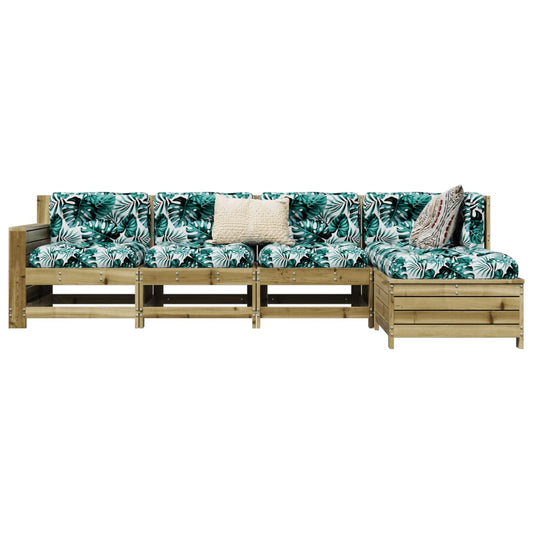 Garden sofa set, 5 pieces, treated pine wood