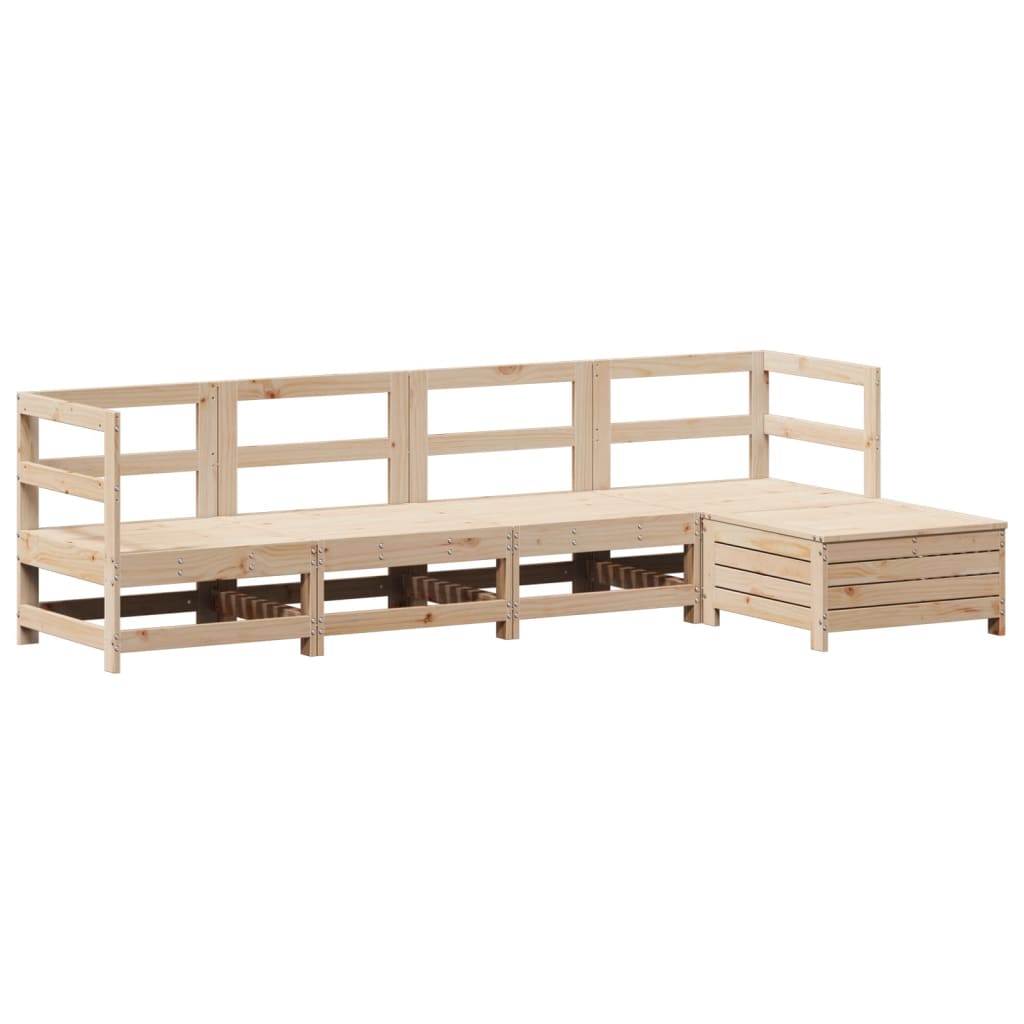 Garden sofa set, 5 pieces, solid pine wood