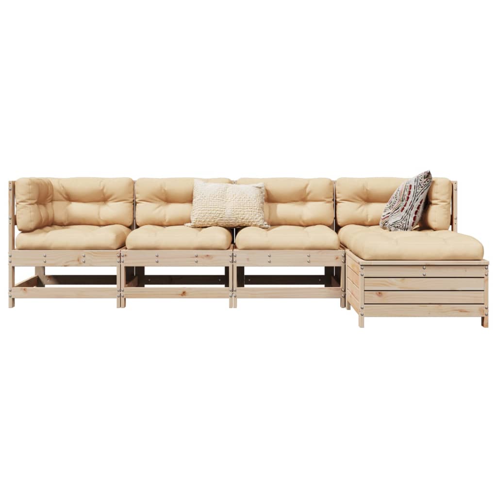 Garden sofa set, 5 pieces, solid pine wood