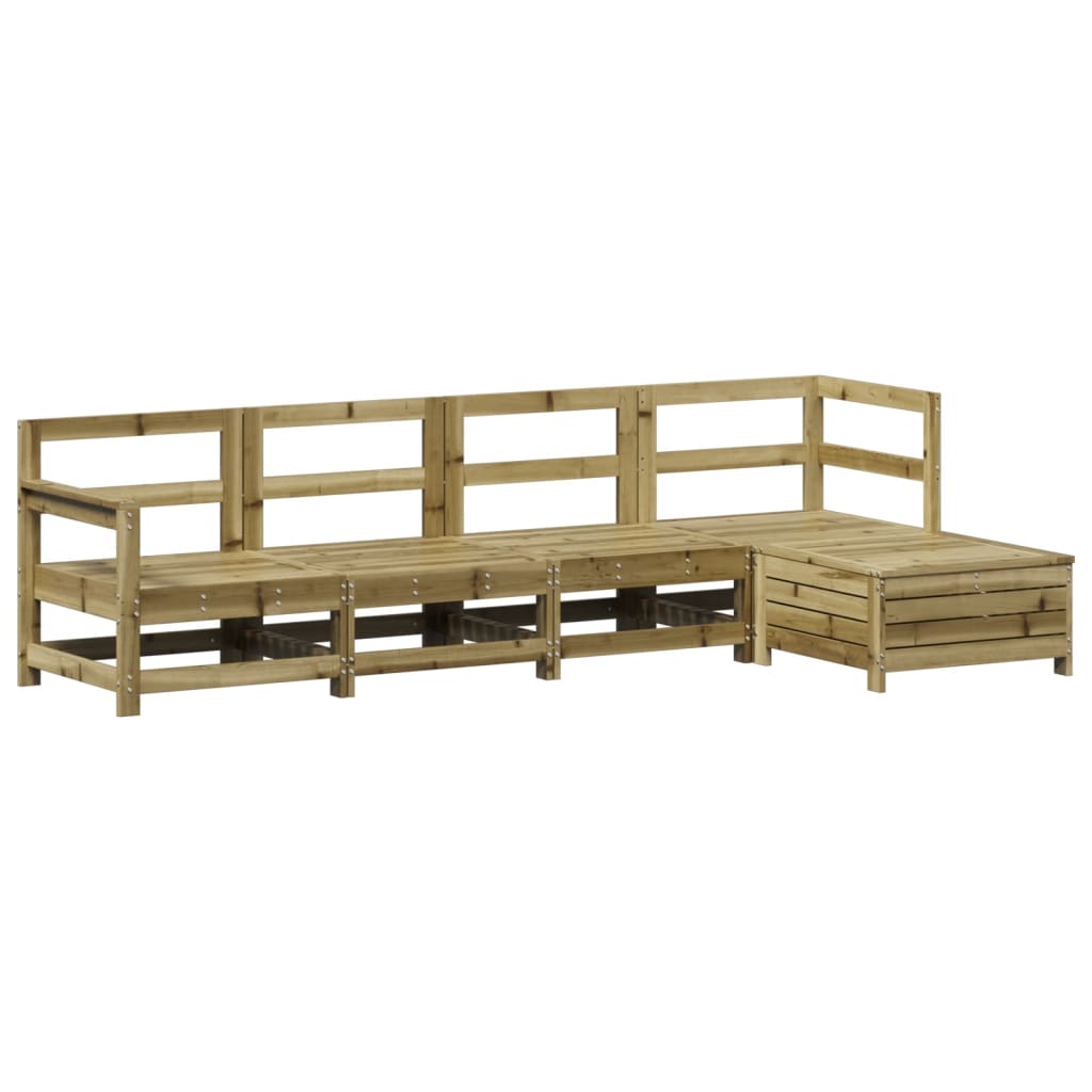 Garden sofa set, 5 pieces, treated pine wood