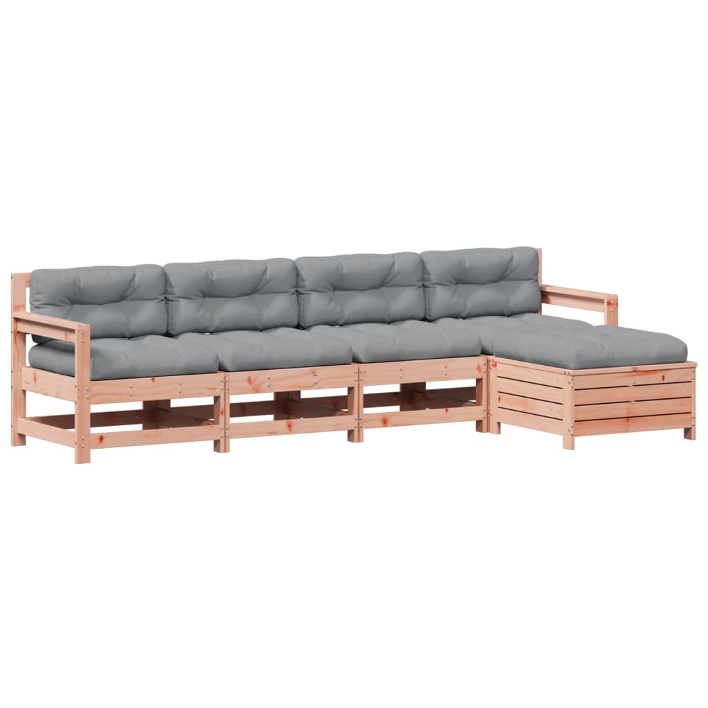 Garden furniture set with cushions, 5 pieces, solid douglas fir