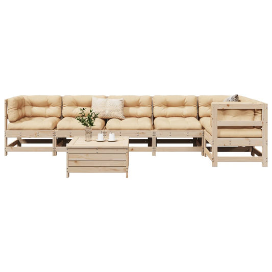 Garden sofa set, 7 pieces, solid pine wood