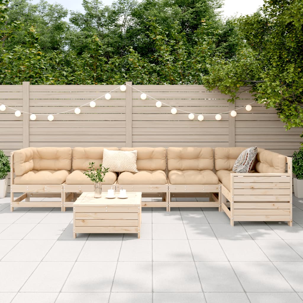 Garden sofa set, 7 pieces, solid pine wood