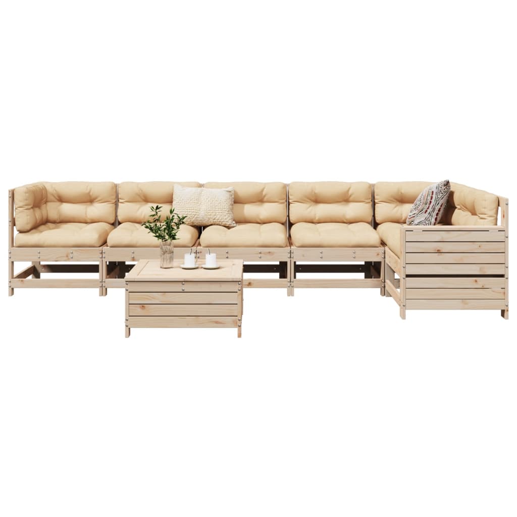 Garden sofa set, 7 pieces, solid pine wood