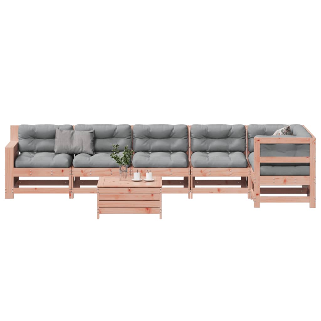 Garden furniture set with cushions, 7 pieces, solid douglas fir