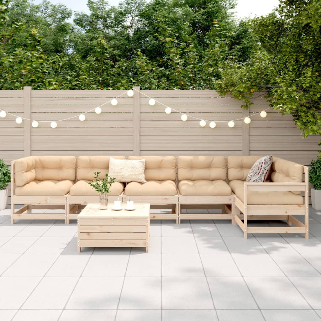 Garden sofa set, 7 pieces, solid pine wood