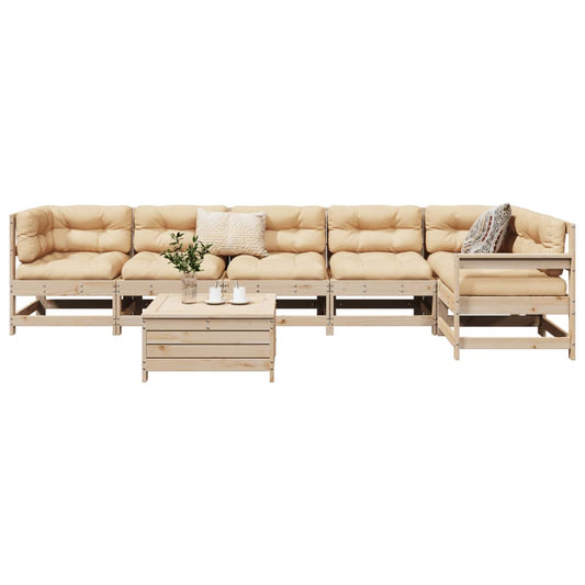 Garden sofa set, 7 pieces, solid pine wood