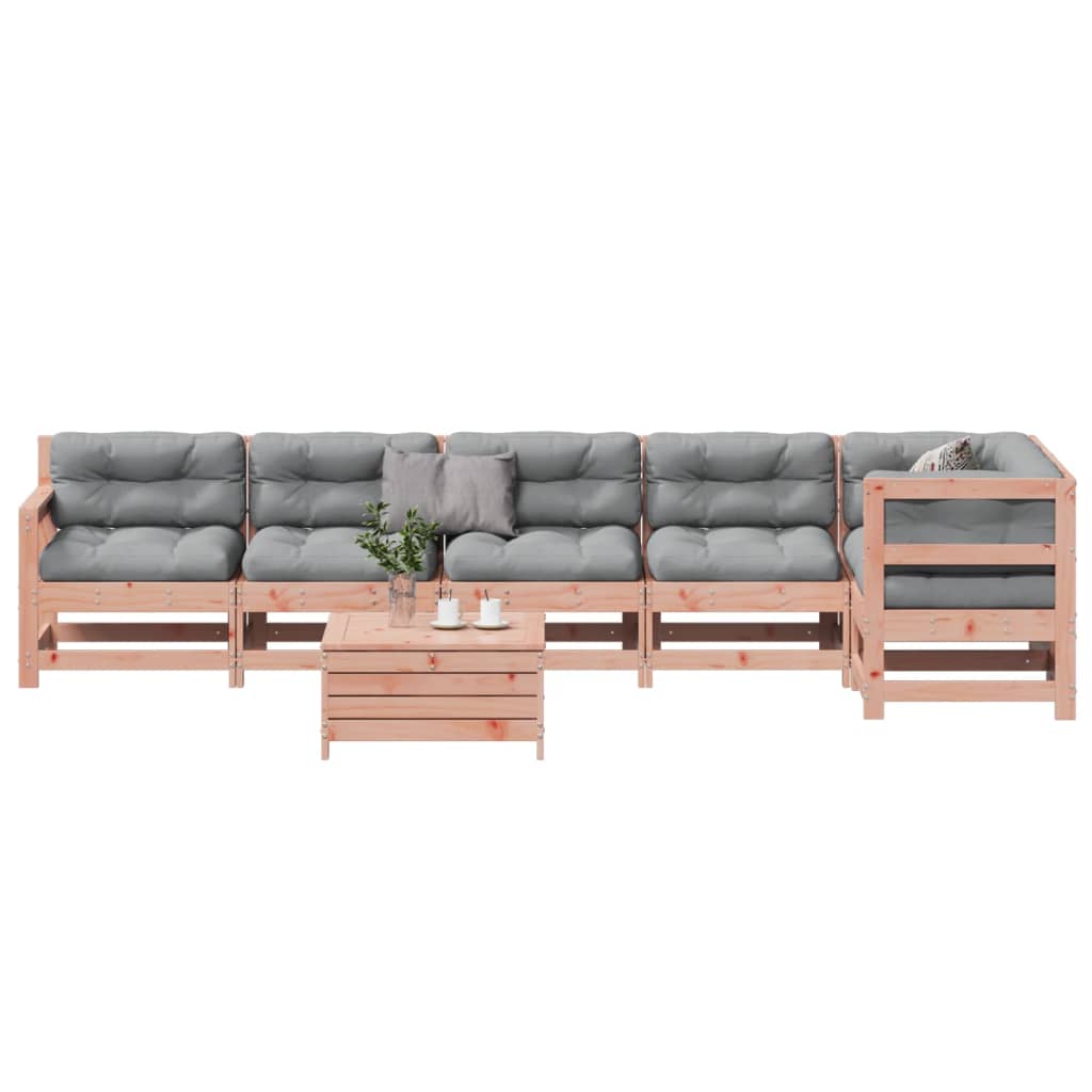 Garden furniture set with cushions, 7 pieces, solid douglas fir