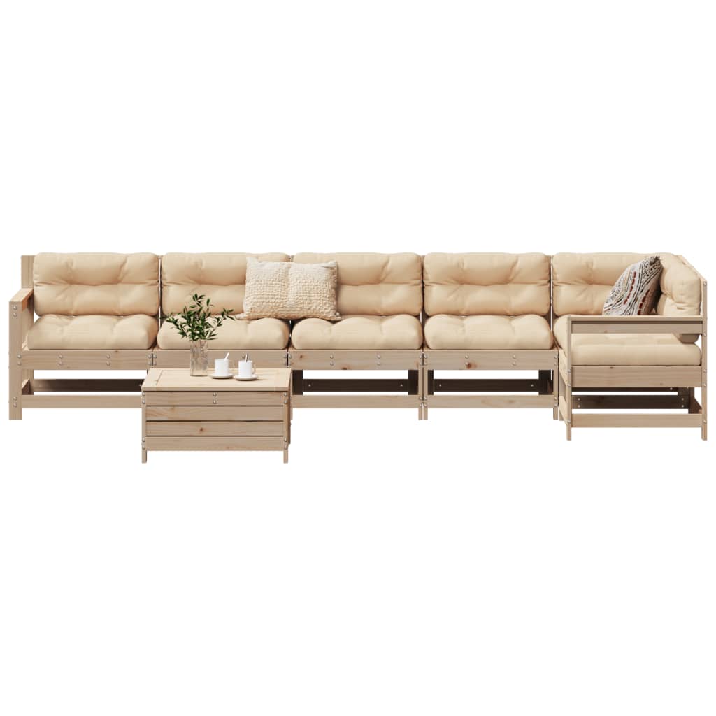 Garden sofa set, 7 pieces, solid pine wood