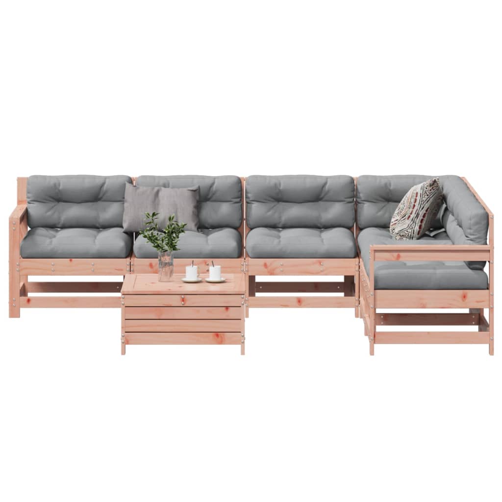 Garden furniture set with cushions, 7 pieces, solid douglas fir