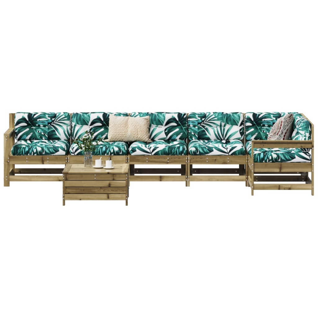 Garden sofa set, 7 pieces, treated pine wood