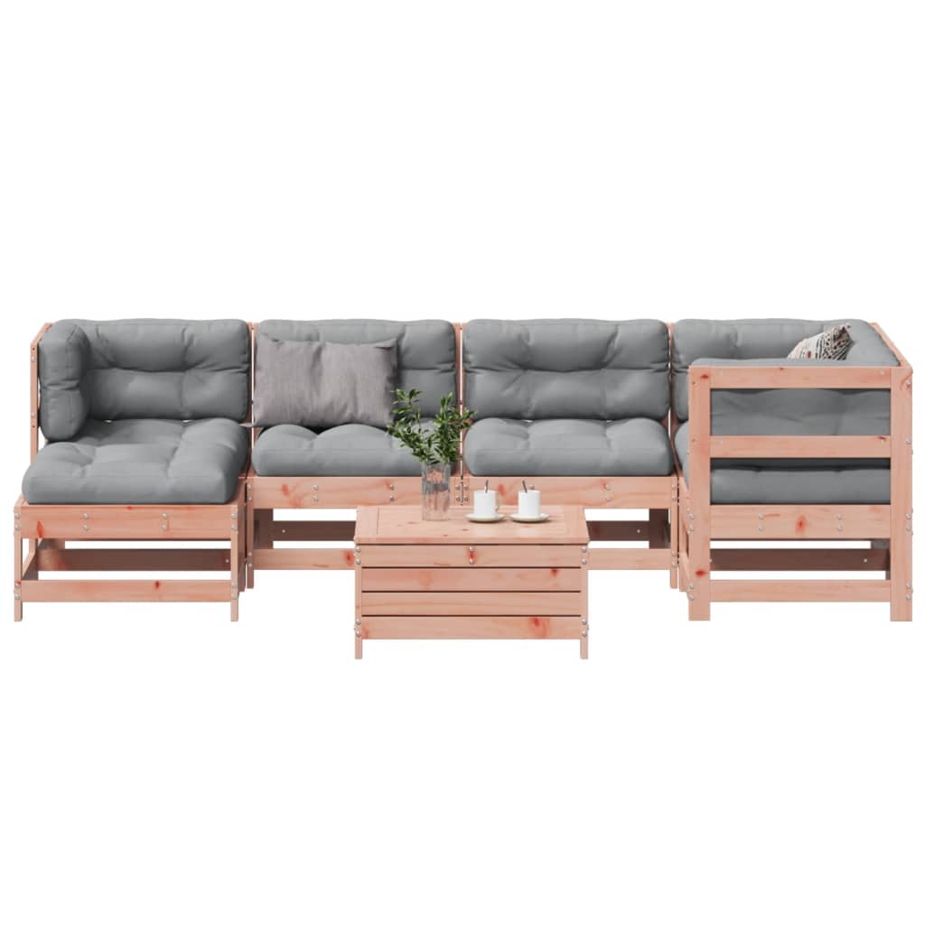 Garden furniture set with cushions, 7 pieces, solid douglas fir