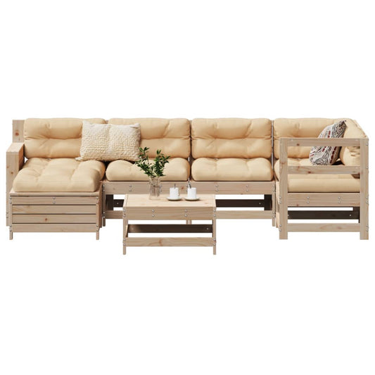 Garden sofa set, 7 pieces, solid pine wood