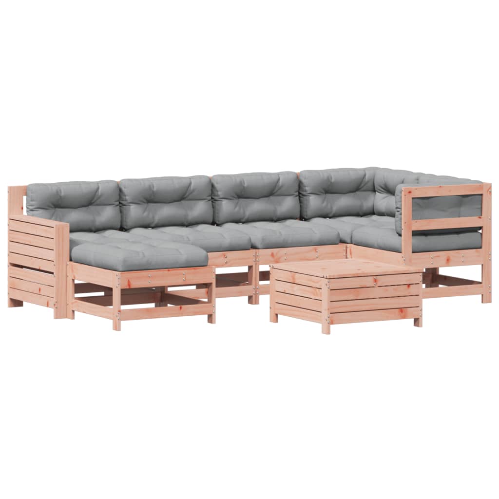 Garden furniture set with cushions, 7 pieces, solid douglas fir