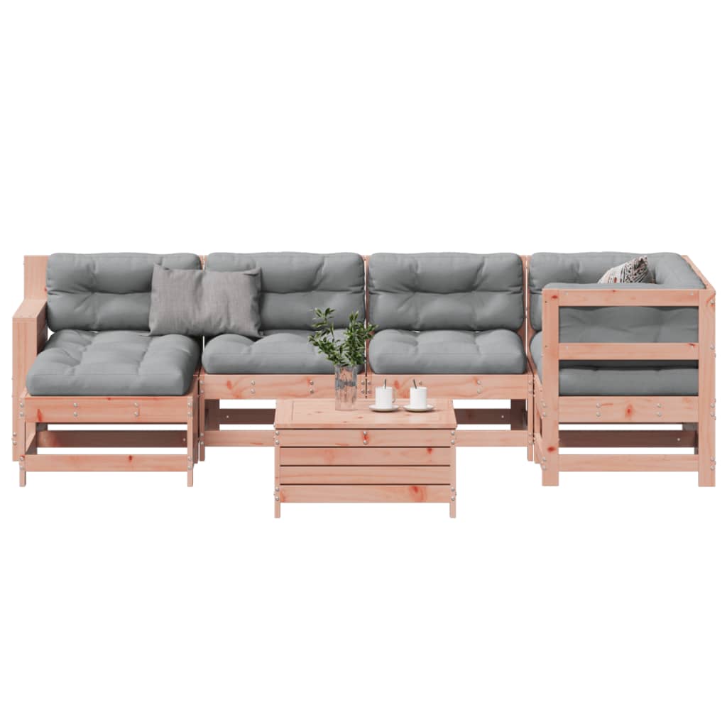 Garden furniture set with cushions, 7 pieces, solid douglas fir