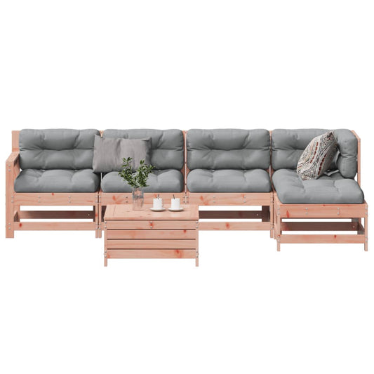 Garden furniture set with cushions, 6 pieces, solid Douglas wood