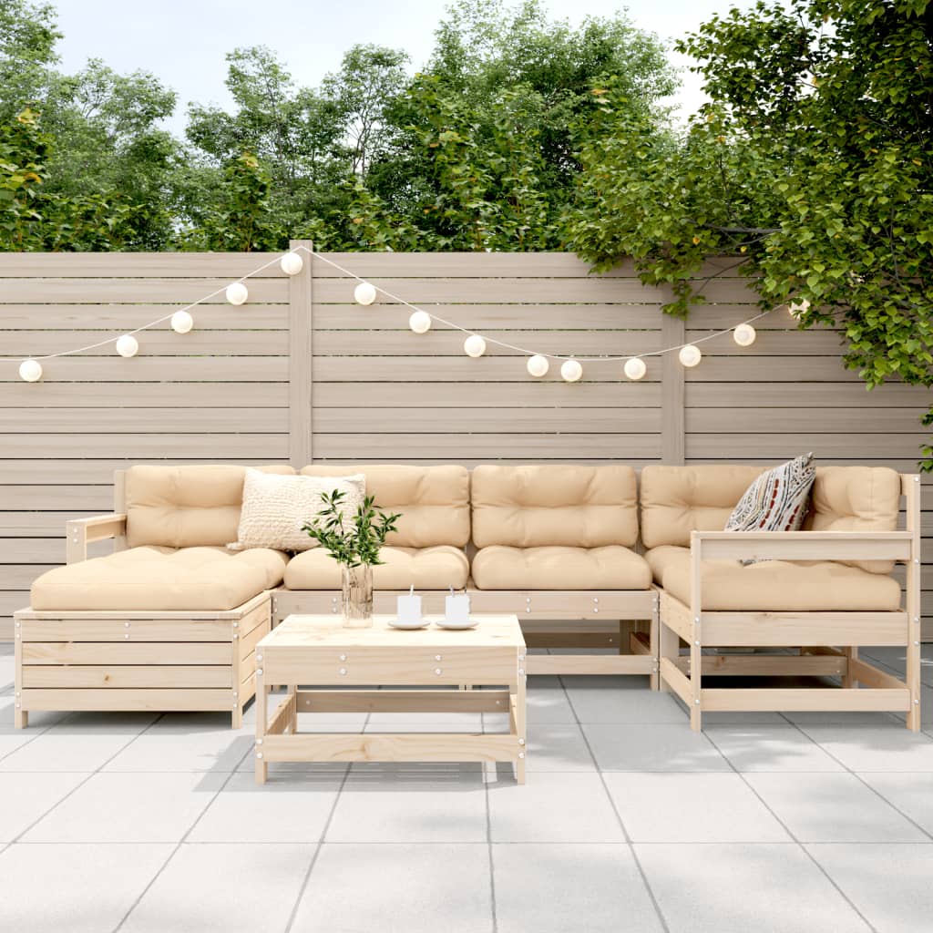 Garden sofa set, 7 pieces, solid pine wood