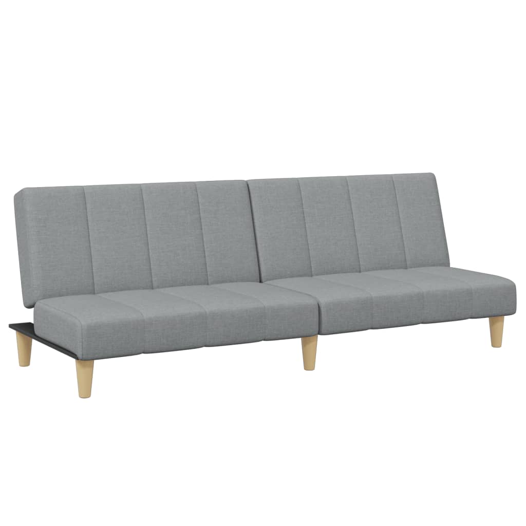 Sofa bed with stool, 2-seater, light grey, textile