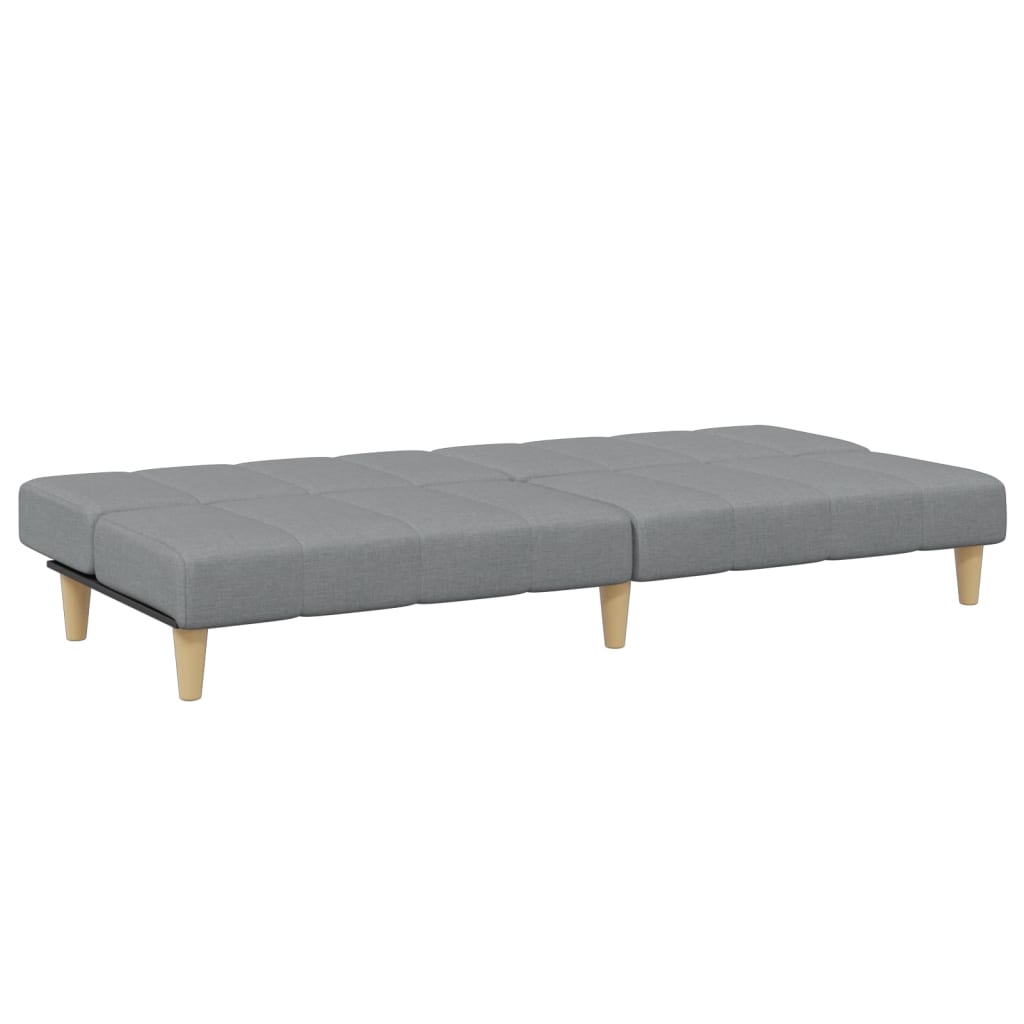 Sofa bed with stool, 2-seater, light grey, textile