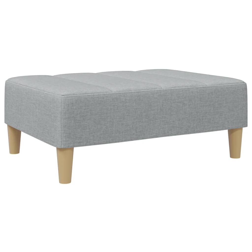 Sofa bed with stool, 2-seater, light grey, textile