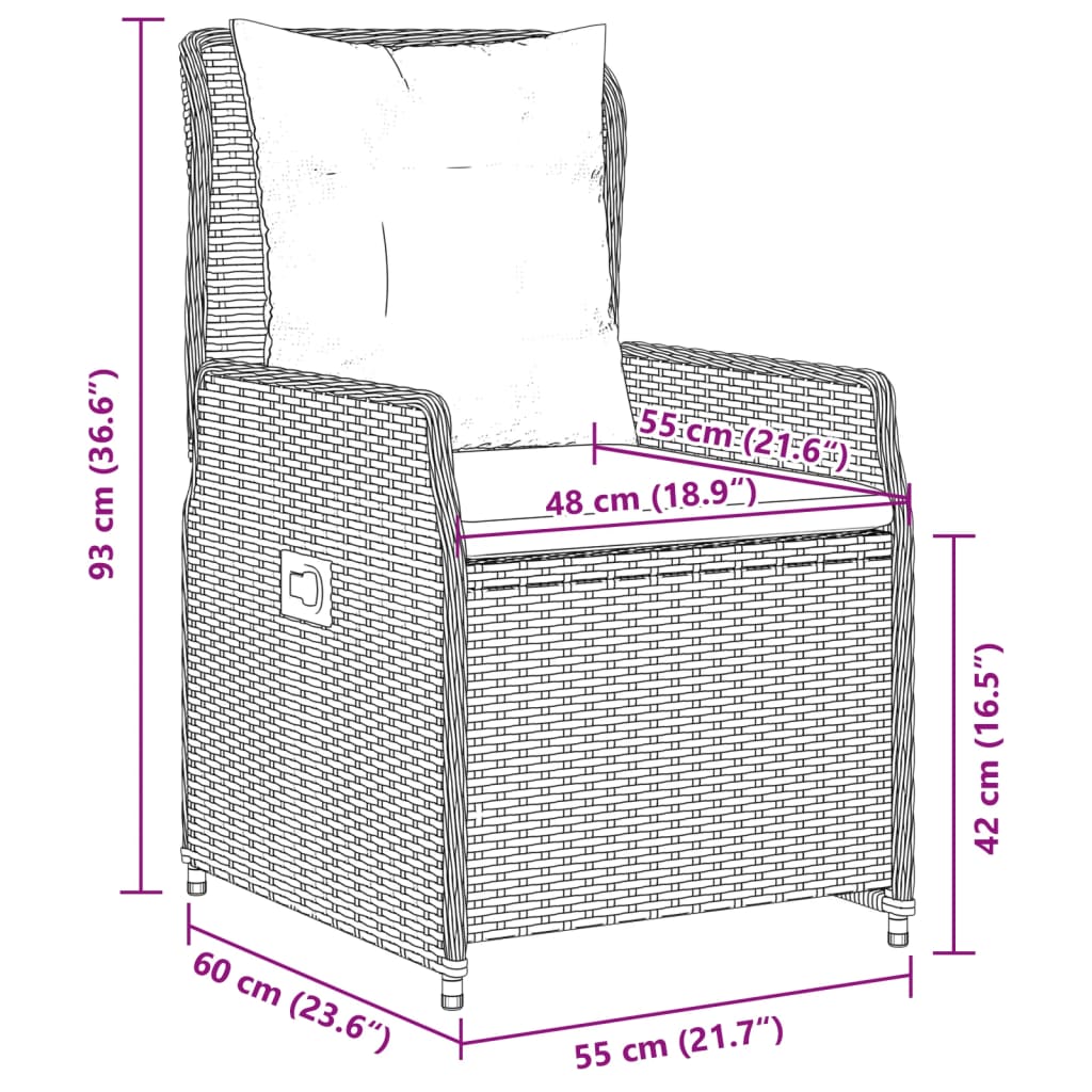 Set mobilier de grădină cu perne, 7 piese, negru, poliratan