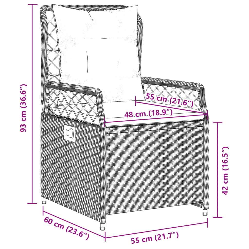 Set mobilier de grădină cu perne, 7 piese, negru, poliratan