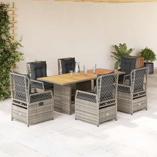 7-piece garden furniture set with cushions, grey, polyrattan