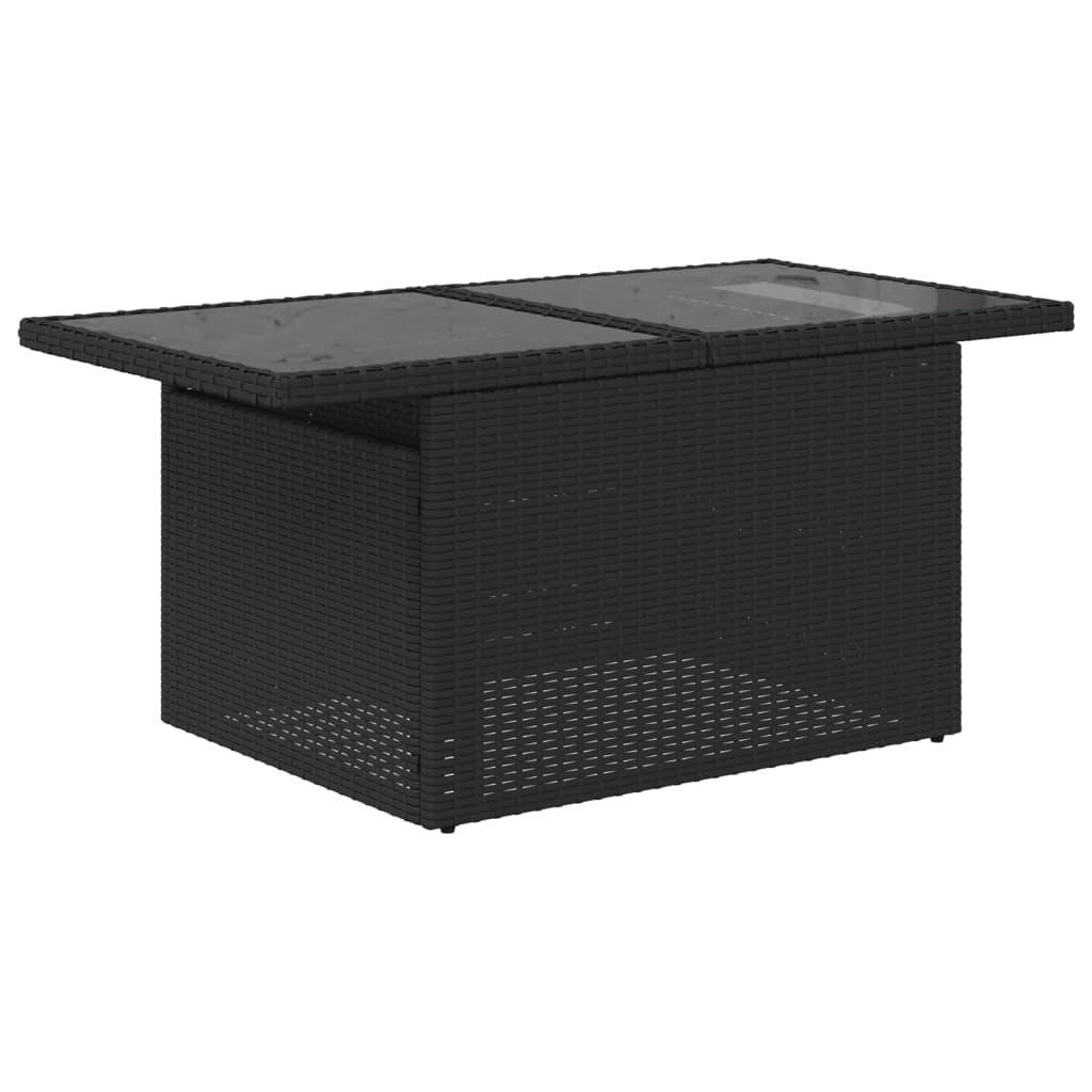 Set mobilier de grădină cu perne, 9 piese, negru, poliratan