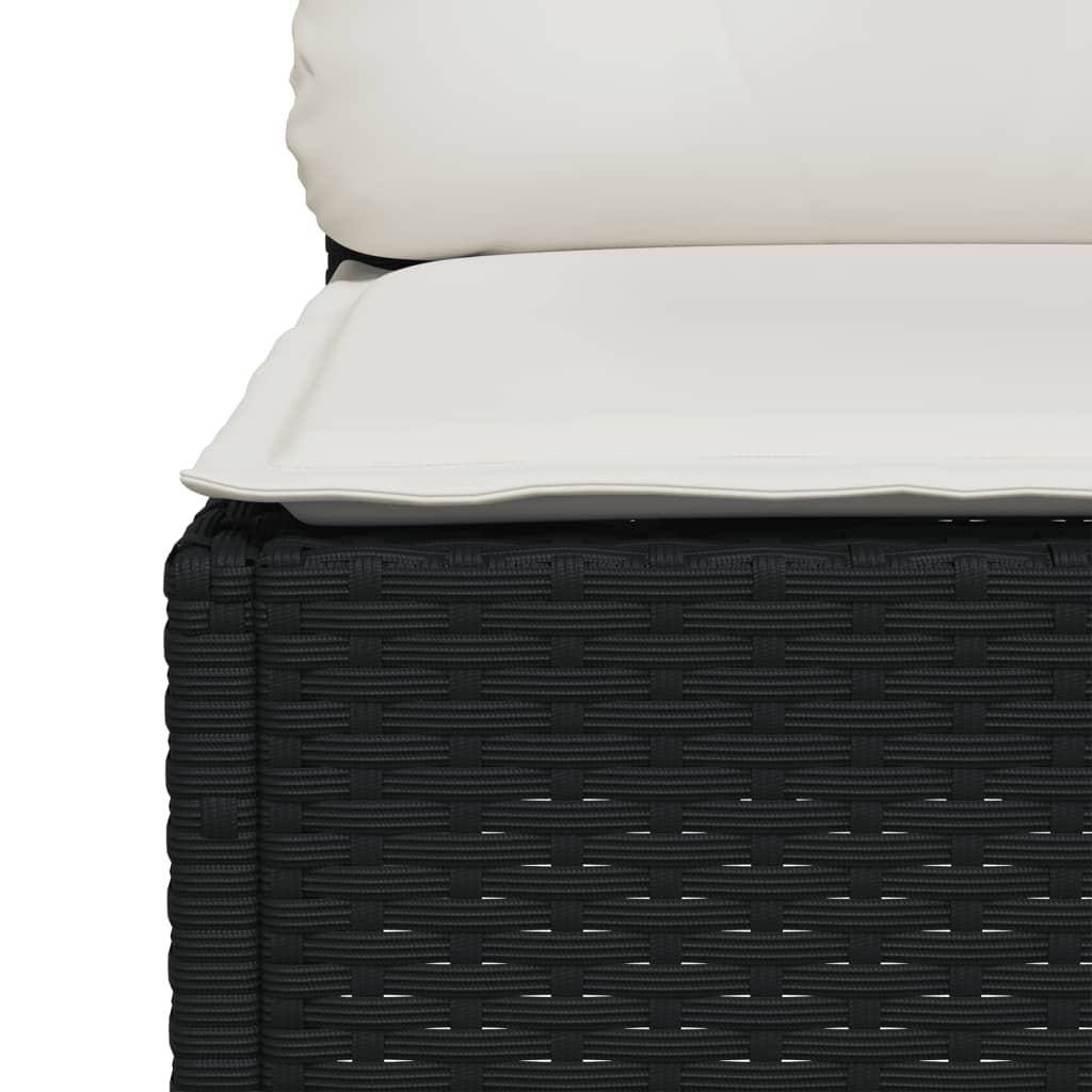 Set mobilier de grădină cu perne, 9 piese, negru, poliratan