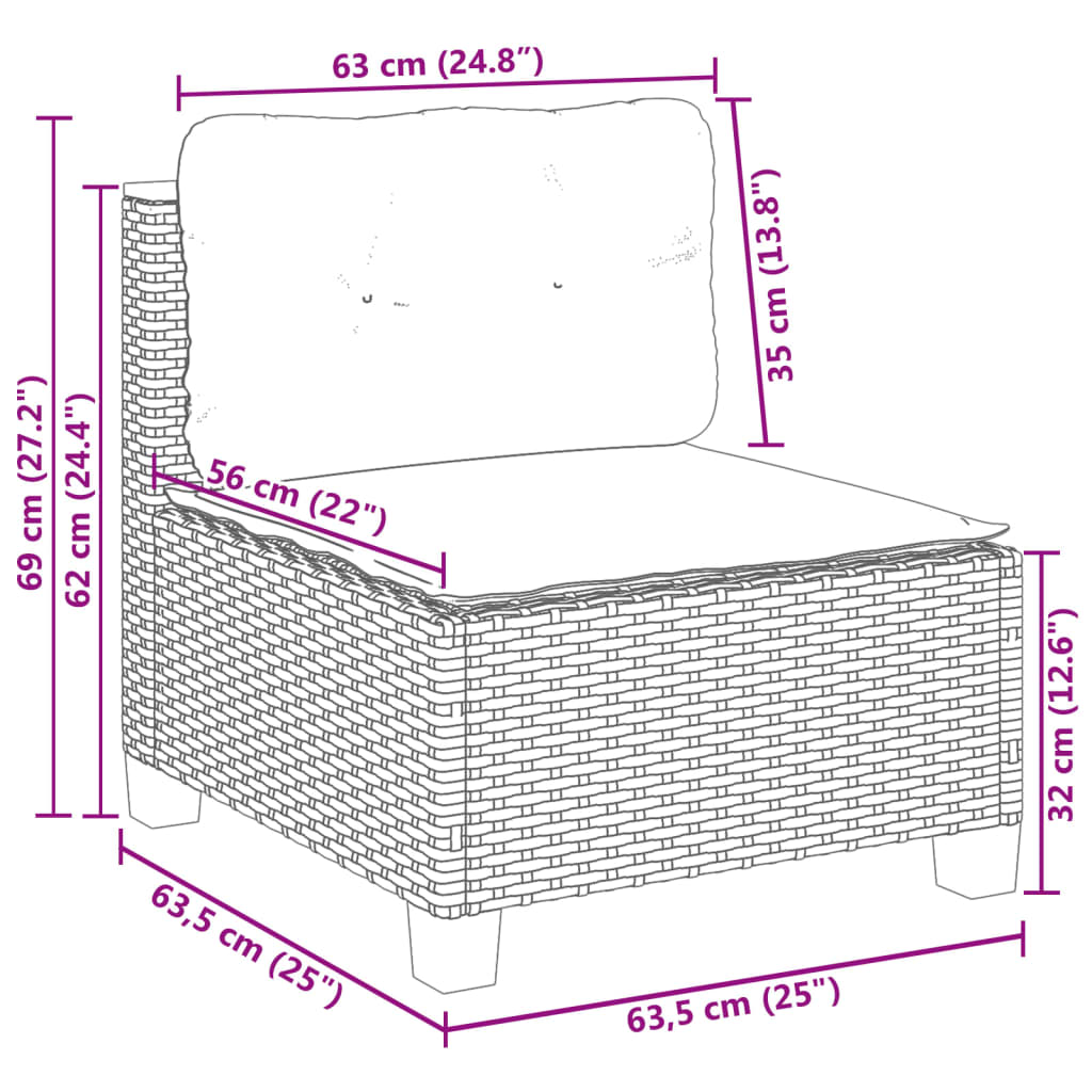 Set mobilier de grădină cu perne, 9 piese, negru, poliratan